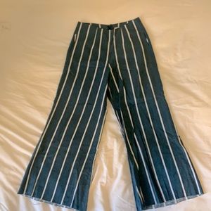 Flared ankle length striped pants